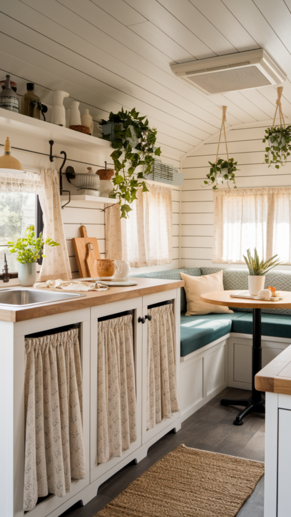 Use Curtains Instead of Cabinet Doors