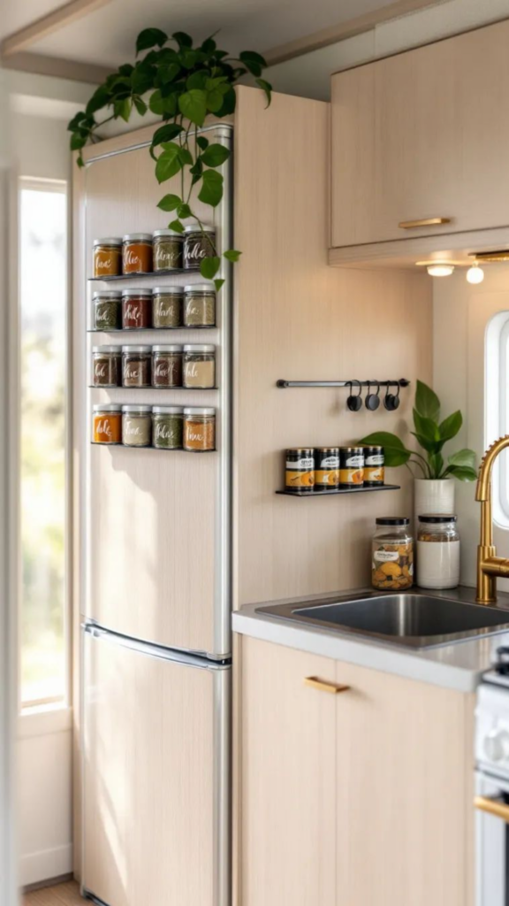 Use Magnetic Spice Racks for Vertical Storage
