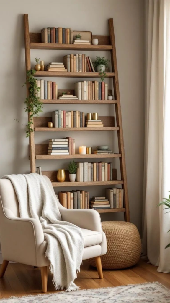 Vintage Ladder Shelf Library
