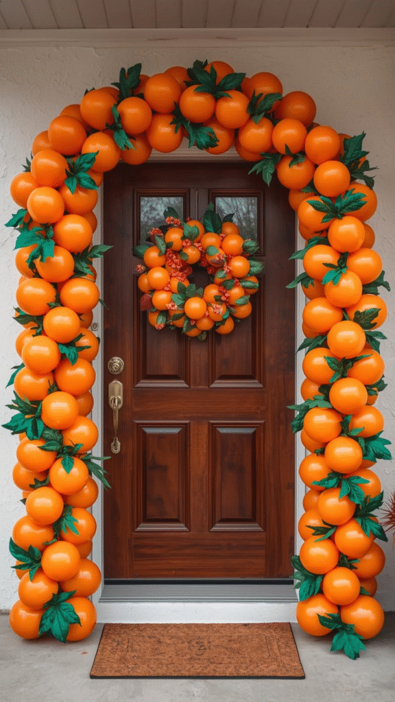 Pumpkin Balloon Garland Around the Door
