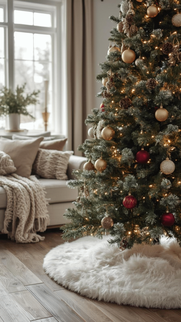 Add a Soft Christmas Tree Skirt or Decorative Collar