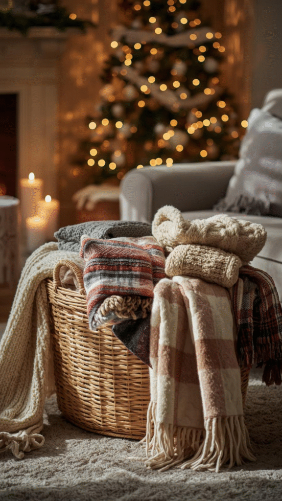 Bring Warmth With a Christmas Throw Blanket Basket
