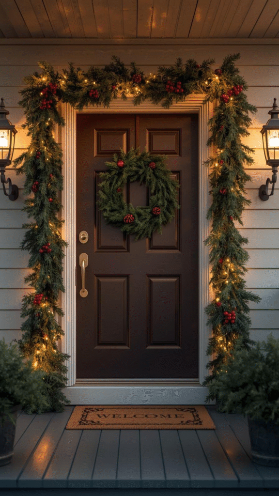 Classic Greenery Garland With Warm White Lights