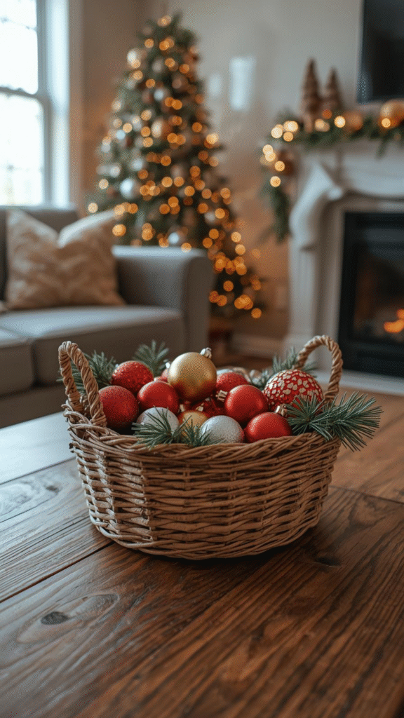 Display a Festive Basket of Ornaments