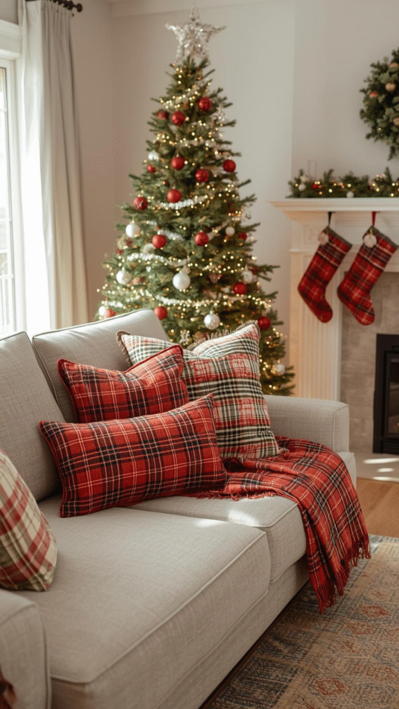 Try a Plaid Christmas Living Room Theme