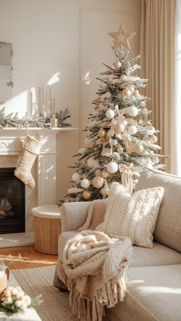 Try a Soft Neutral Christmas Living Room