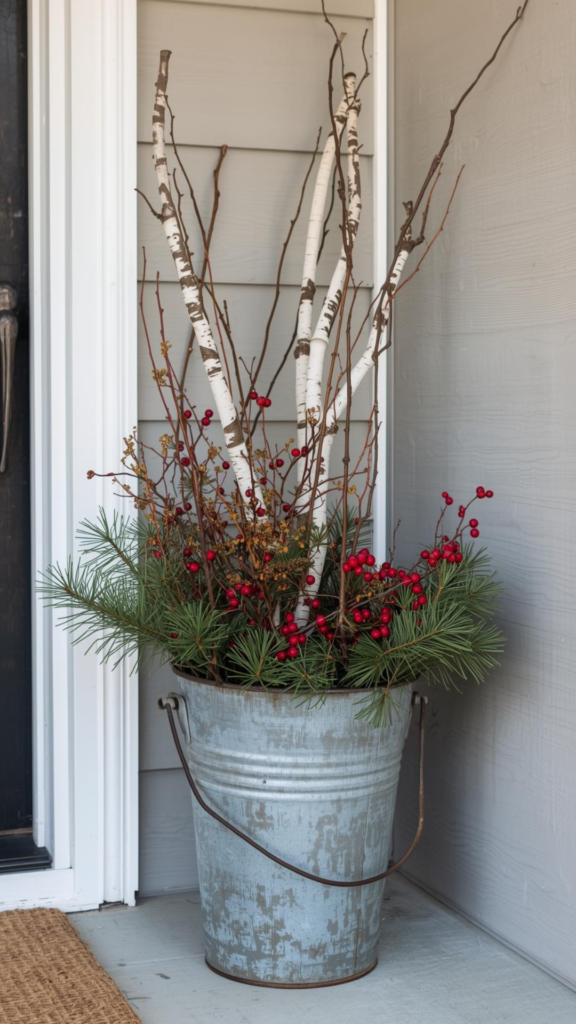 A Rustic Bucket Filled With Branches