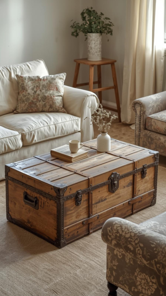 Antique Trunks Used as Functional Coffee Tables