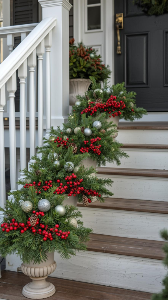 Christmas Staircase Planters