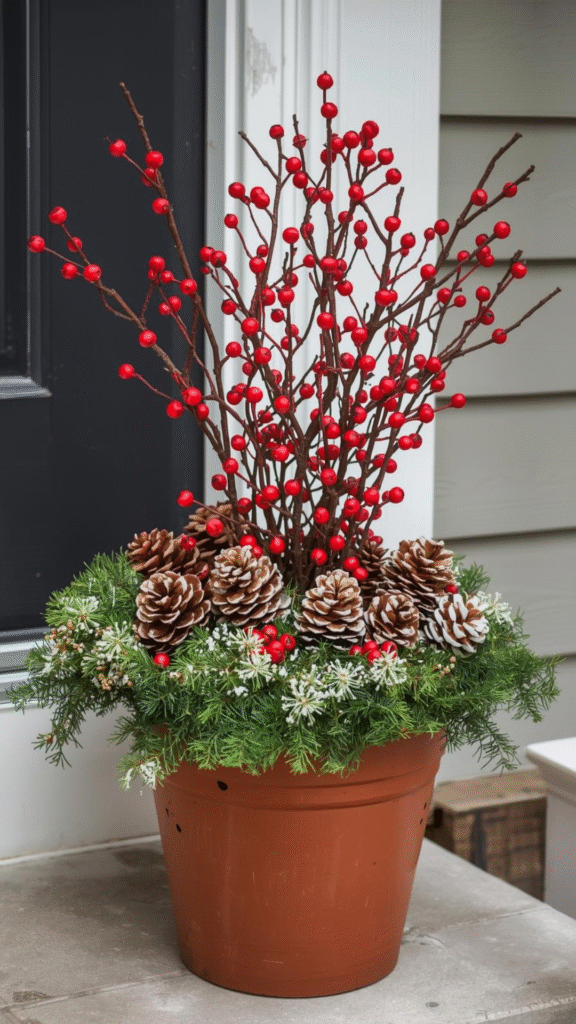 Red Berries and Pinecone Arrangements
