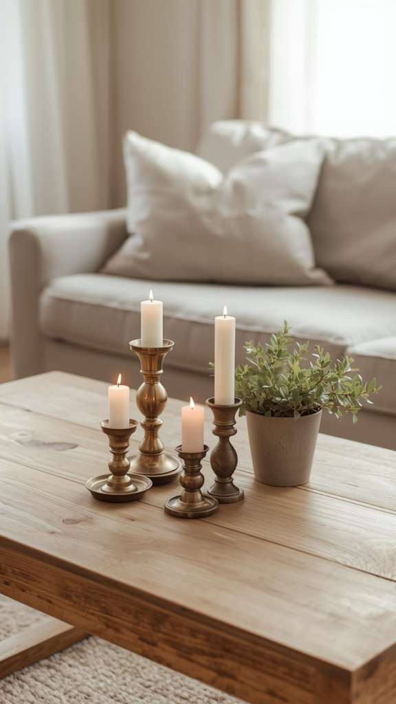 Vintage Candle Holders in Mixed Heights